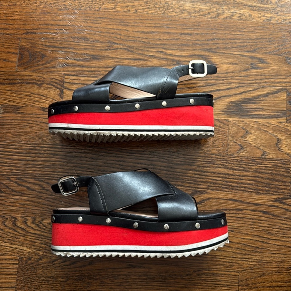Zara size 37 platform color block sandals